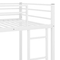 Twin over Twin Metal Bunk Bed, Space-Saving Low Bunk Bed with Ladder, Sturdy Design for Kids Room, White Finish