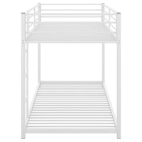 Twin over Twin Metal Bunk Bed, Space-Saving Low Bunk Bed with Ladder, Sturdy Design for Kids Room, White Finish