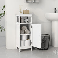 Modern Bathroom Single Door Storage Cabinet with Shelves, Compact Space-Saving Organizer, Stylish Wood Finish