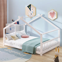 Full Size Wooden House Bed in Espresso - Stylish & Durable Design for Kids' Bedroom, Playhouse Style Bedframe