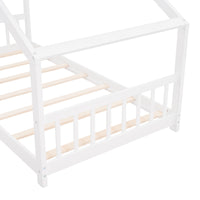 Twin Size Wood House Bed Frame - White Finish - Stylish, Space-Saving Design for Kids' Bedroom