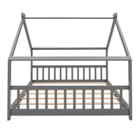 Full Size Wooden House Bed in Espresso - Stylish & Durable Design for Kids' Bedroom, Playhouse Style Bedframe