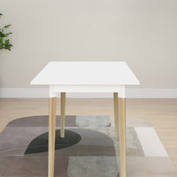 Modern 47 Inch Rectangular Dining Table - Stylish Kitchen Table with Solid Wood Legs - White Finish