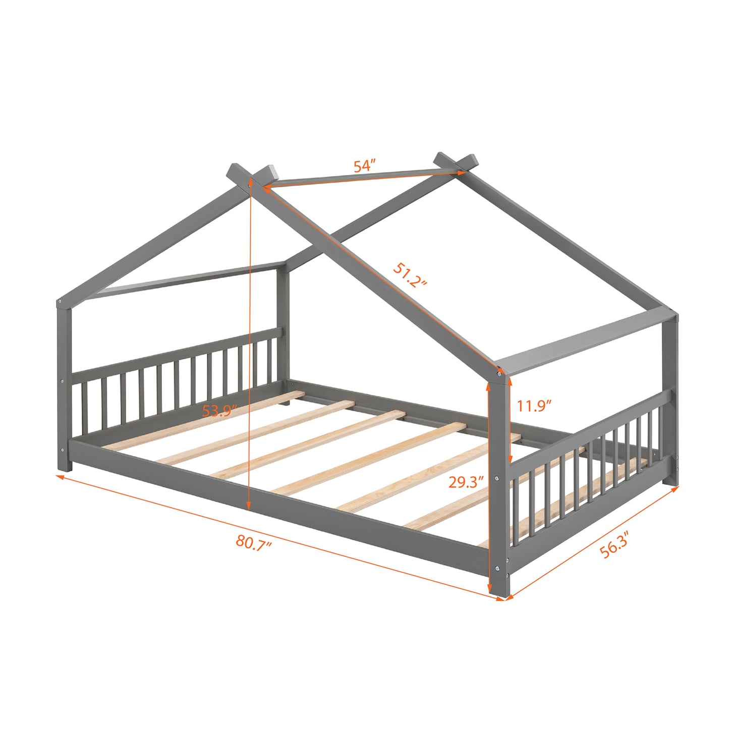 Full Size Wooden House Bed in Espresso - Stylish & Durable Design for Kids' Bedroom, Playhouse Style Bedframe