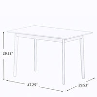 Modern 47 Inch Rectangular Dining Table - Stylish Kitchen Table with Solid Wood Legs - White Finish