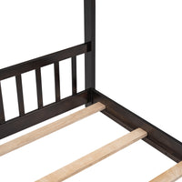 Full Size Wooden House Bed in Espresso - Stylish & Durable Design for Kids' Bedroom, Playhouse Style Bedframe