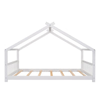 Full Size Wooden House Bed in Espresso - Stylish & Durable Design for Kids' Bedroom, Playhouse Style Bedframe