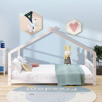 Full Size Wooden House Bed in Espresso - Stylish & Durable Design for Kids' Bedroom, Playhouse Style Bedframe