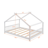 Full Size Wooden House Bed in Espresso - Stylish & Durable Design for Kids' Bedroom, Playhouse Style Bedframe