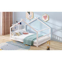 Full Size Wooden House Bed in Espresso - Stylish & Durable Design for Kids' Bedroom, Playhouse Style Bedframe