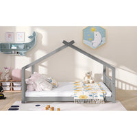 Full Size Wooden House Bed in Espresso - Stylish & Durable Design for Kids' Bedroom, Playhouse Style Bedframe