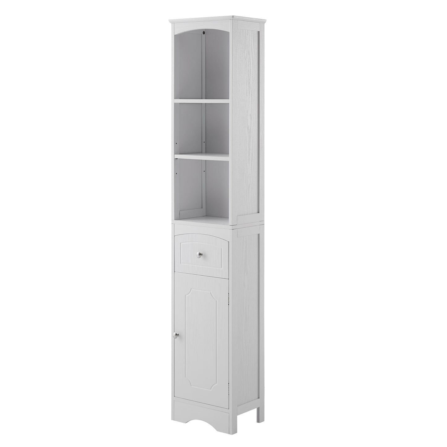 Tall Bathroom Cabinet, Freestanding Storage Unit with Drawer, MDF, Adjustable Shelf, Stylish White Storage Solution for Organized Bathroom