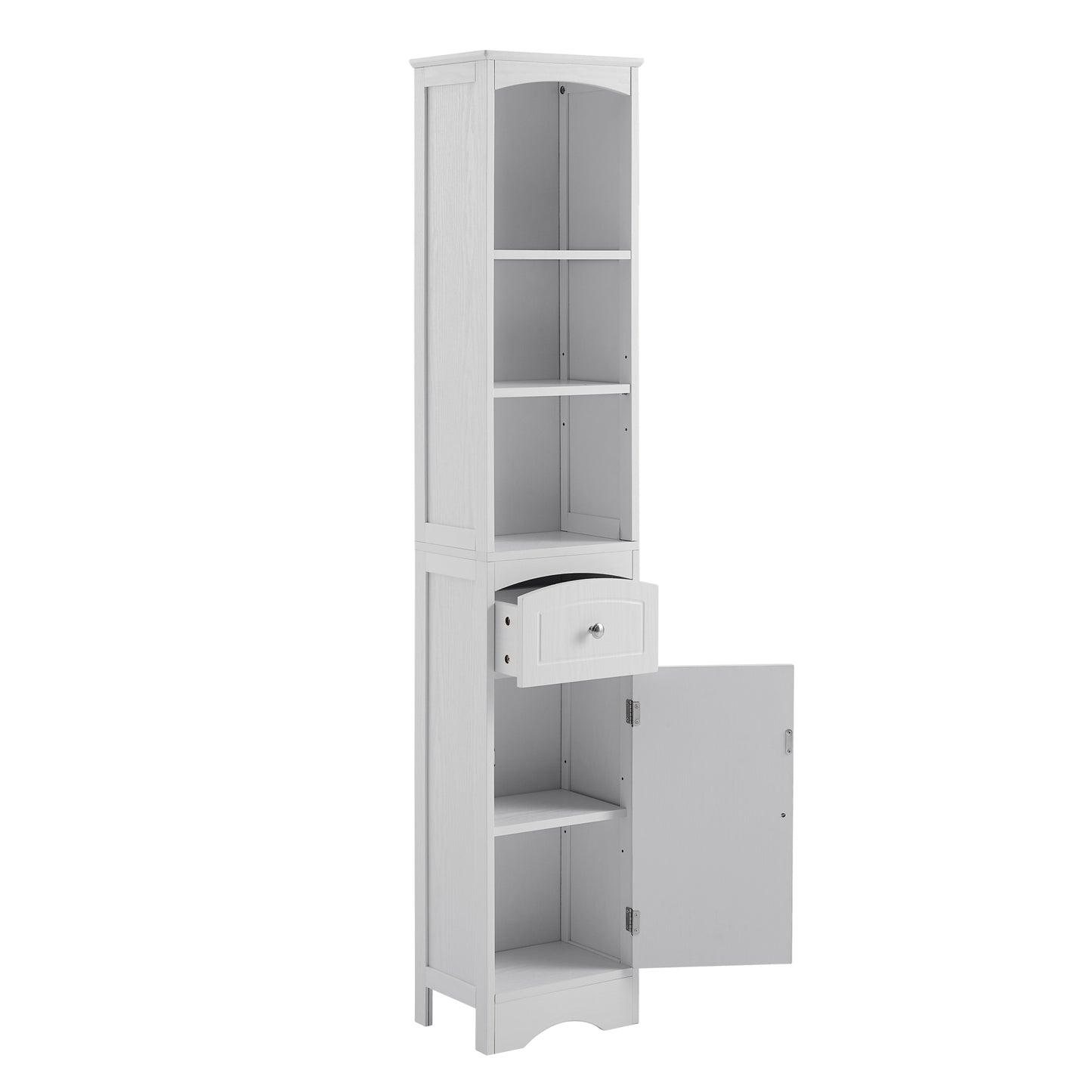 Tall Bathroom Cabinet, Freestanding Storage Unit with Drawer, MDF, Adjustable Shelf, Stylish White Storage Solution for Organized Bathroom