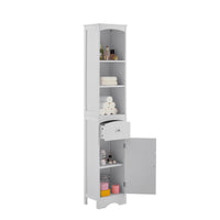 Tall Bathroom Cabinet, Freestanding Storage Unit with Drawer, MDF, Adjustable Shelf, Stylish White Storage Solution for Organized Bathroom