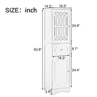 Freestanding Tall Bathroom Storage Cabinet with Drawer & Doors, MDF with Acrylic Door, Adjustable Shelf, White Finish