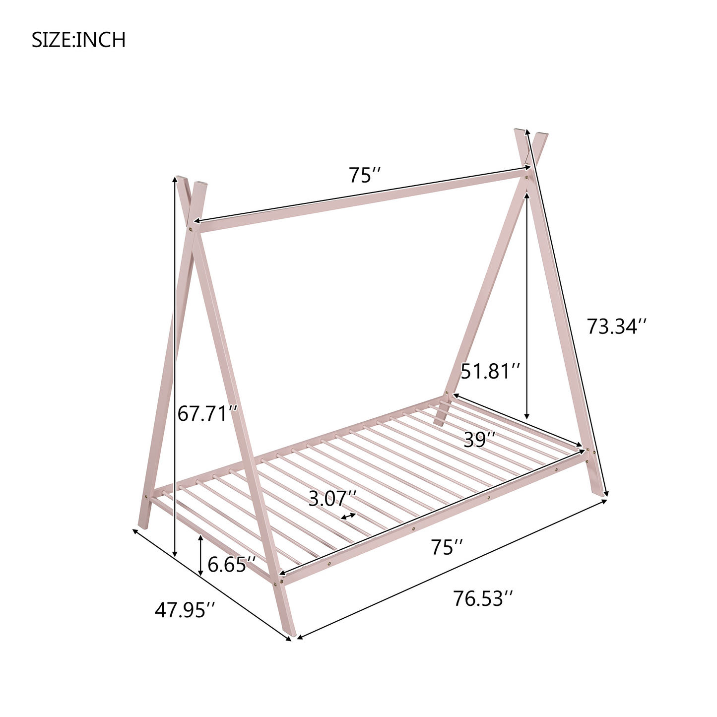 Metal Twin Size House Bed Tent Frame for Kids - No Box Spring Needed, Slat Support, Black - Perfect Play House for Boys & Girls