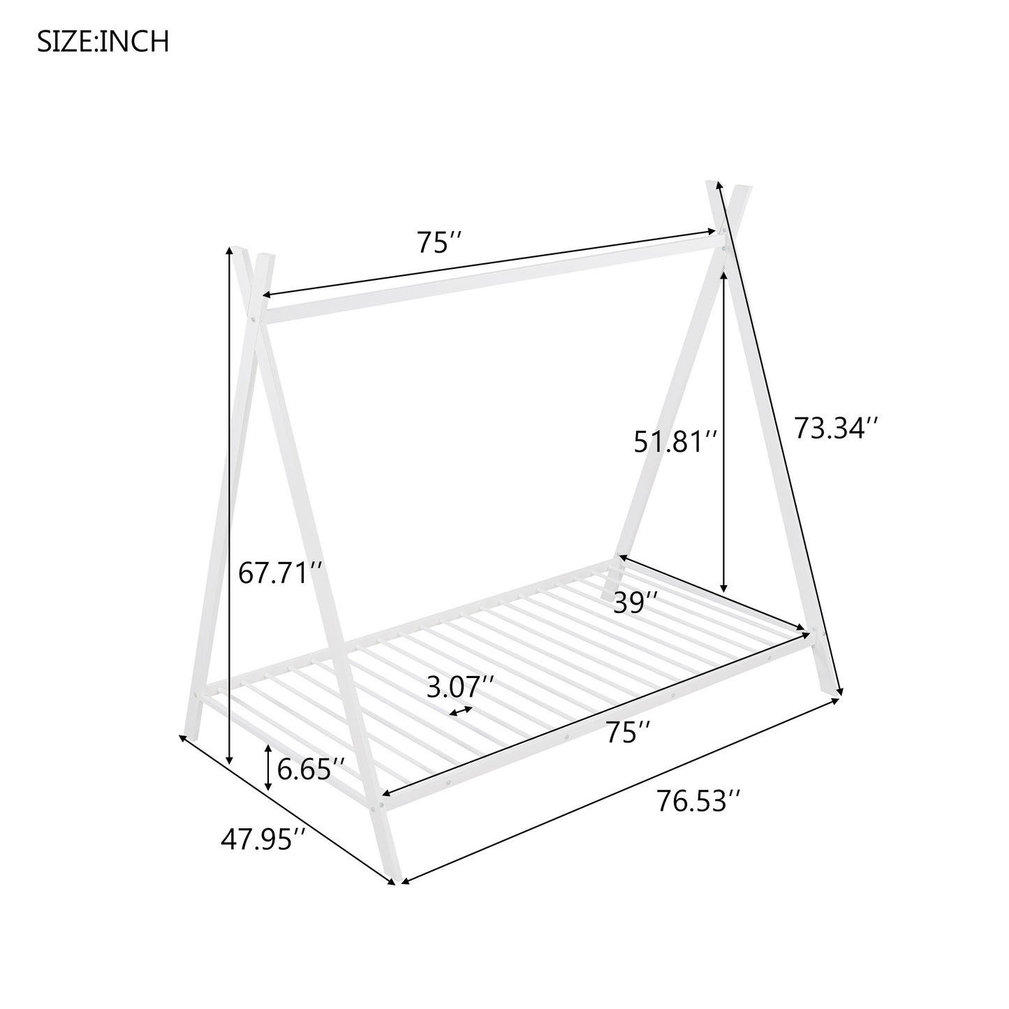 Metal Twin Size House Bed Tent Frame for Kids - No Box Spring Needed, Slat Support, Black - Perfect Play House for Boys & Girls