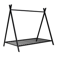 Metal Twin Size House Bed Tent Frame for Kids - No Box Spring Needed, Slat Support, Black - Perfect Play House for Boys & Girls