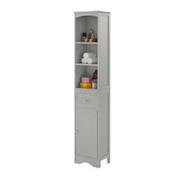 Tall Bathroom Cabinet - Freestanding Storage Unit with Drawer, Adjustable Shelf, MDF Board, Stylish Grey Finish for Organized Storage