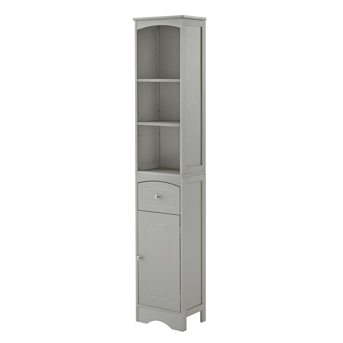 Tall Bathroom Cabinet - Freestanding Storage Unit with Drawer, Adjustable Shelf, MDF Board, Stylish Grey Finish for Organized Storage