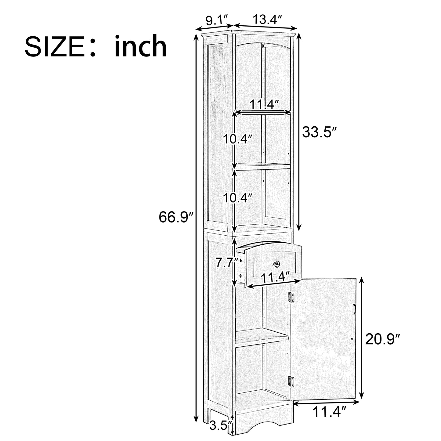 Tall Bathroom Cabinet - Freestanding Storage Unit with Drawer, Adjustable Shelf, MDF Board, Stylish Grey Finish for Organized Storage