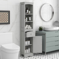 Tall Bathroom Cabinet - Freestanding Storage Unit with Drawer, Adjustable Shelf, MDF Board, Stylish Grey Finish for Organized Storage