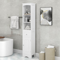 Tall Bathroom Cabinet, Freestanding Storage Unit with Drawer, MDF, Adjustable Shelf, Stylish White Storage Solution for Organized Bathroom