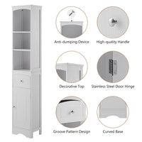 Tall Bathroom Cabinet, Freestanding Storage Unit with Drawer, MDF, Adjustable Shelf, Stylish White Storage Solution for Organized Bathroom