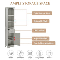 Tall Bathroom Cabinet - Freestanding Storage Unit with Drawer, Adjustable Shelf, MDF Board, Stylish Grey Finish for Organized Storage