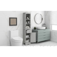 Tall Bathroom Cabinet - Freestanding Storage Unit with Drawer, Adjustable Shelf, MDF Board, Stylish Grey Finish for Organized Storage