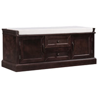 Storage Bench with 2 Drawers & 2 Cabinets, Shoe Storage with Removable Cushion for Entryway & Living Room, Espresso Finish