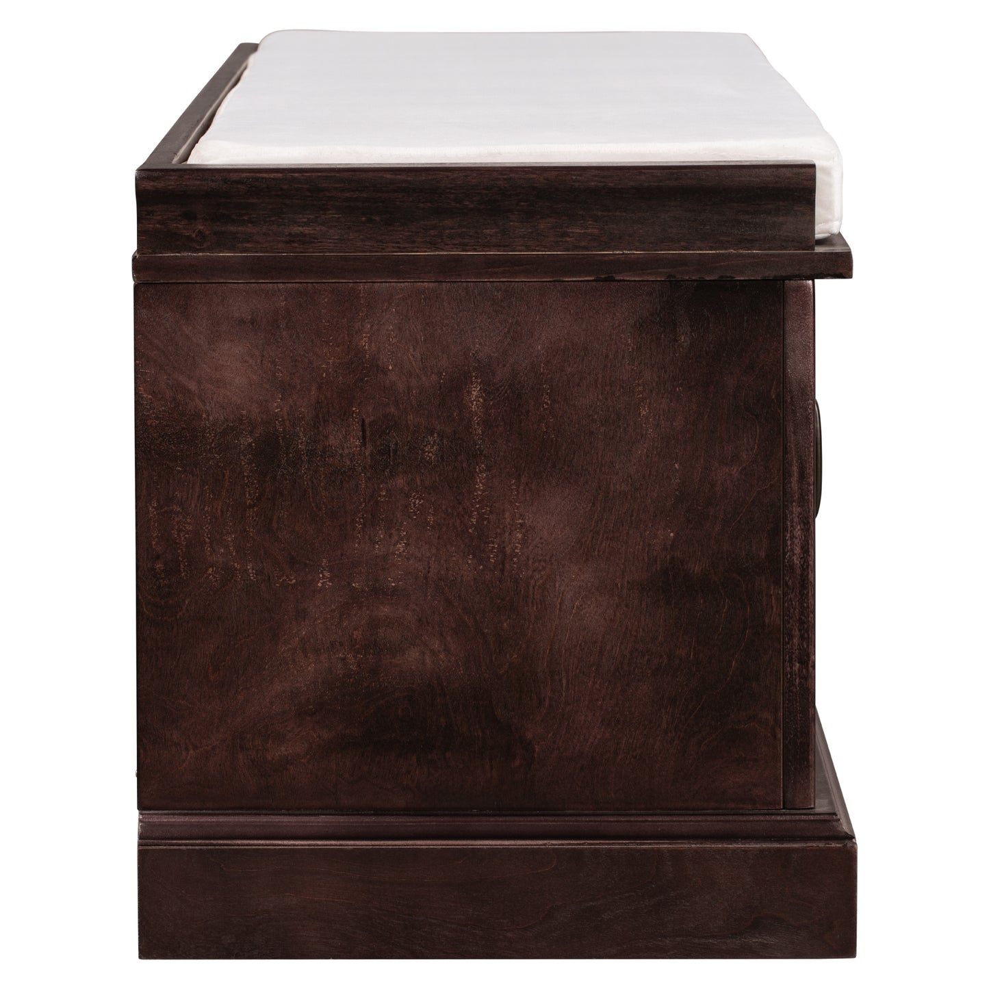 Storage Bench with 2 Drawers & 2 Cabinets, Shoe Storage with Removable Cushion for Entryway & Living Room, Espresso Finish