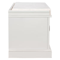 Storage Bench with 2 Drawers and Cabinets, Shoe Bench with Removable Cushion for Living Room Entryway, White