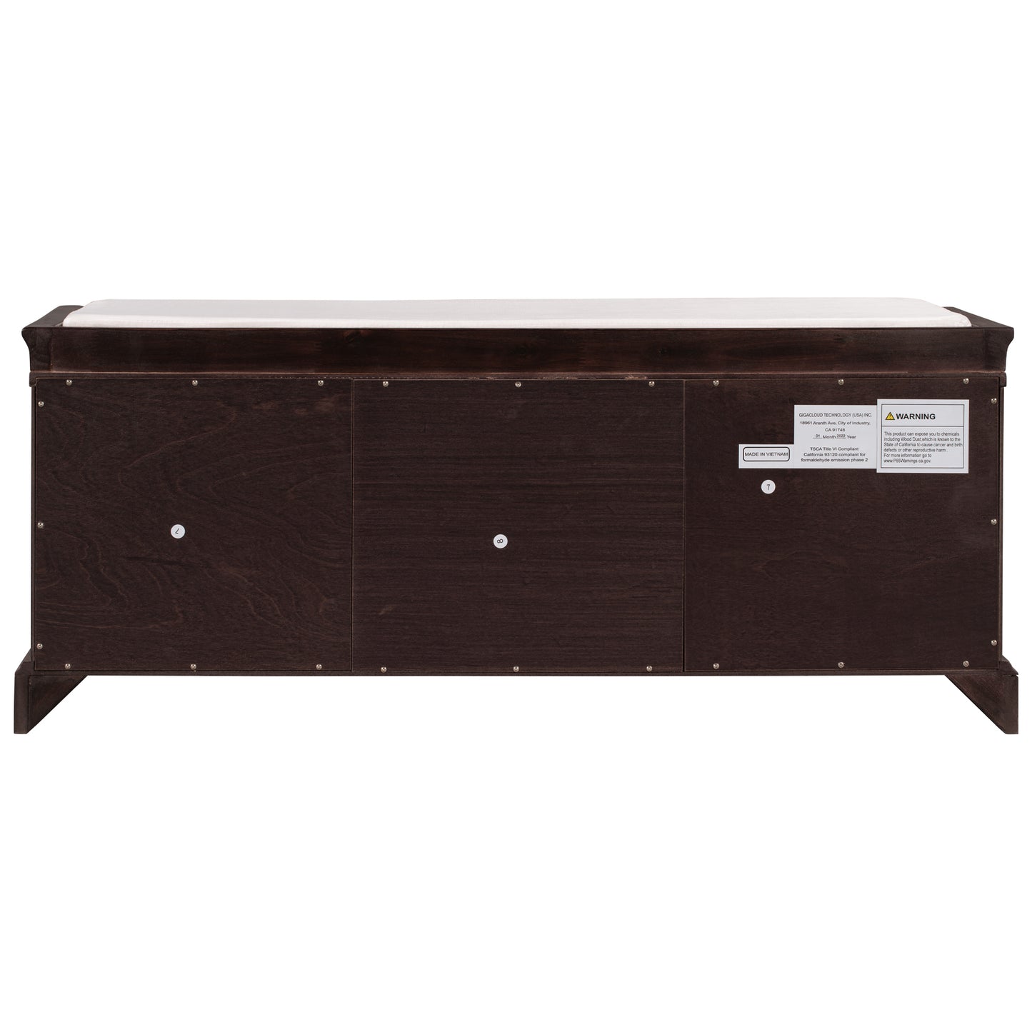 Storage Bench with 2 Drawers & 2 Cabinets, Shoe Storage with Removable Cushion for Entryway & Living Room, Espresso Finish