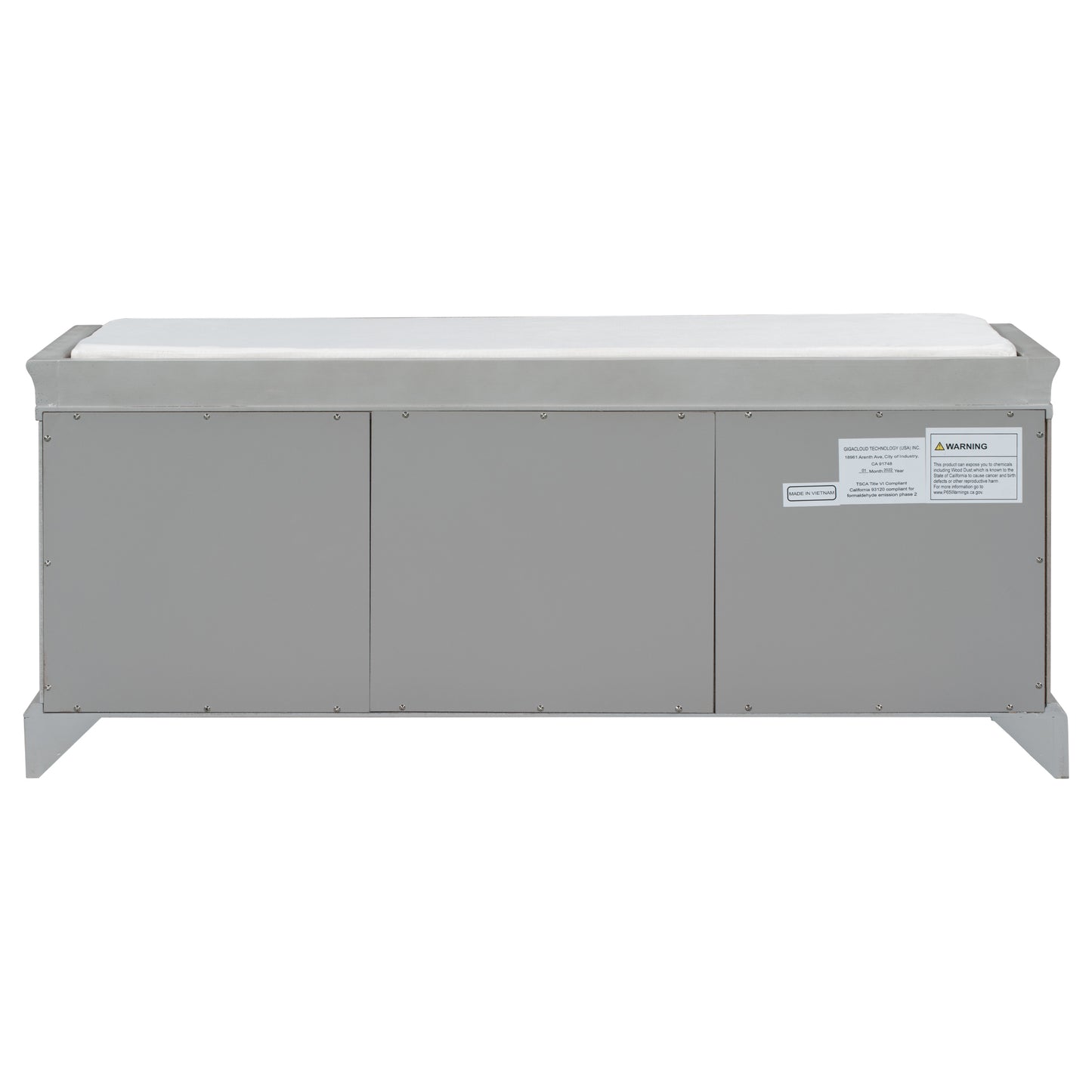 Storage Bench with 2 Drawers & 2 Cabinets, Shoe Organizer with Removable Cushion for Living Room & Entryway, Gray Wash Finish