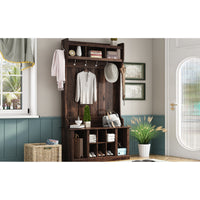 3-in-1 Entryway Hall Tree with Bench, 6 Hooks, Coat Hanger & Storage – Stylish 39.4-Inch Furniture for Entrance & Hallway