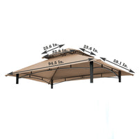 Replacement Canopy for 8x5 Ft Grill Gazebo, Double Tiered BBQ Tent Roof Cover, Beige Outdoor Shelter