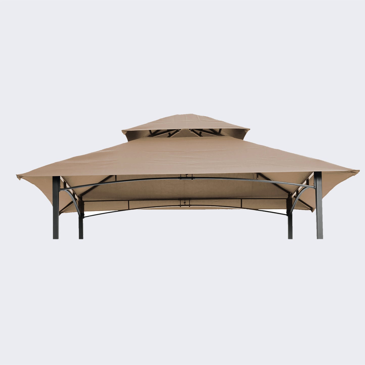 Replacement Canopy for 8x5 Ft Grill Gazebo, Double Tiered BBQ Tent Roof Cover, Beige Outdoor Shelter