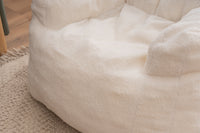 Soft Teddy Fabric Tufted Foam Bean Bag Chair With Teddy Fabric Ivory White