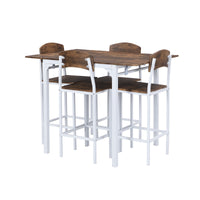 Farmhouse 5-Piece Counter Height Drop Leaf Dining Table Set with Chairs for 4 – White Frame & Rustic Brown Top