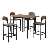 Farmhouse 5-Piece Counter Height Drop Leaf Dining Table Set with 4 Chairs, Black Frame & Brown Top, Perfect for Kitchen or Dining Room