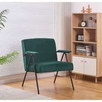 Green Cloth Leisure Recliner Chair with Black Metal Frame for Living Room and Bedroom Comfort