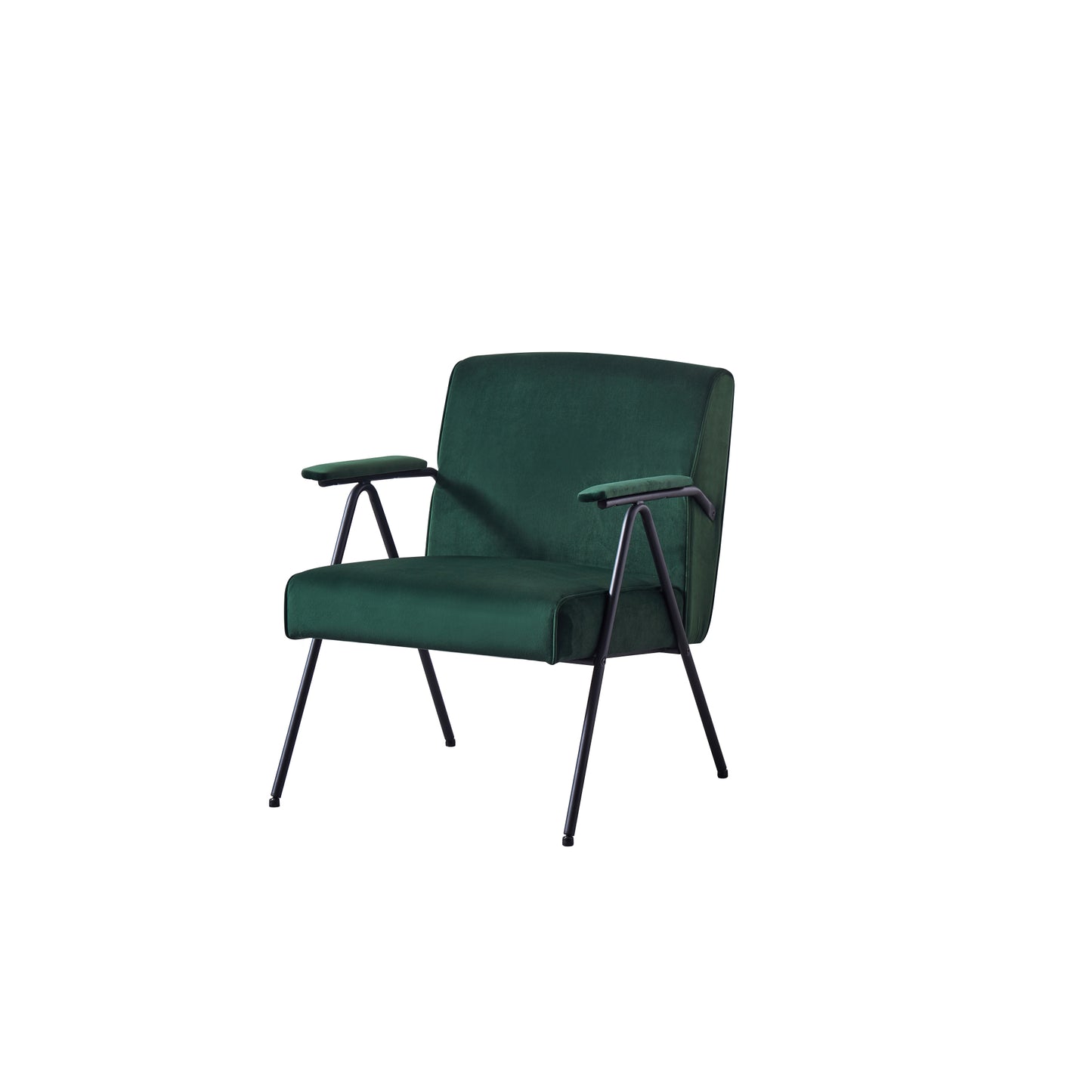 Green Cloth Leisure Recliner Chair with Black Metal Frame for Living Room and Bedroom Comfort