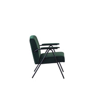 Green Cloth Leisure Recliner Chair with Black Metal Frame for Living Room and Bedroom Comfort