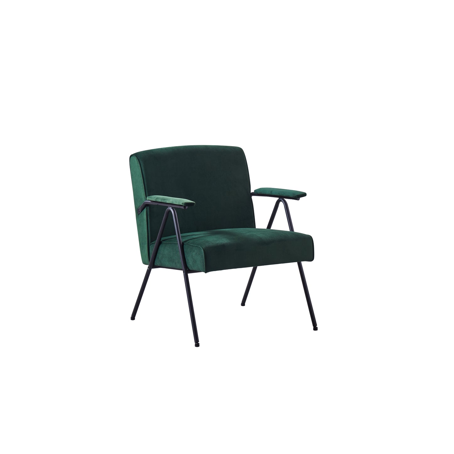 Green Cloth Leisure Recliner Chair with Black Metal Frame for Living Room and Bedroom Comfort