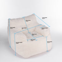 Soft Teddy Fabric Tufted Foam Bean Bag Chair With Teddy Fabric Ivory White