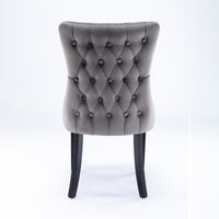 Set of 2 Gray Upholstered Wing-Back Dining Chairs with Nailhead Trim and Solid Wood Legs – Stylish and Comfortable Additions to Your Home