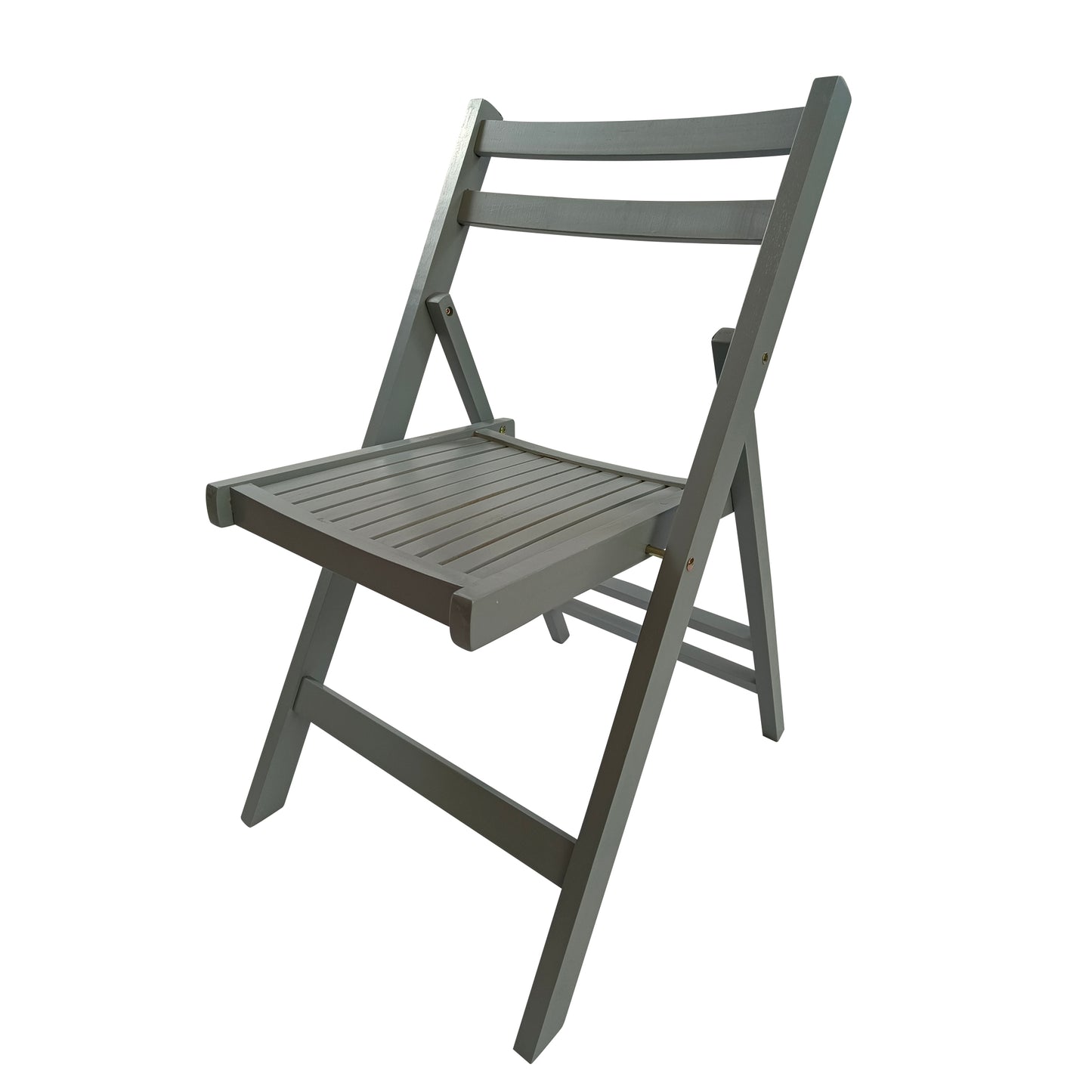 Set of 4 Slatted Wood Folding Chairs - Gray Portable Seating for Special Events, Picnics, or Outdoor Use