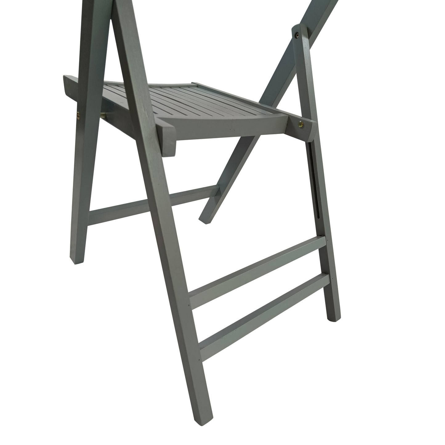 Set of 4 Slatted Wood Folding Chairs - Gray Portable Seating for Special Events, Picnics, or Outdoor Use