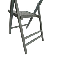 Set of 4 Slatted Wood Folding Chairs - Gray Portable Seating for Special Events, Picnics, or Outdoor Use